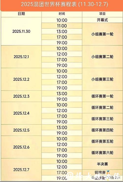 世界杯赛事直播赛程安排一览表